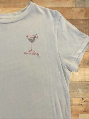 Z Supply tee with embroidered martini and “Extra Dirty” detail. Tagged Medium